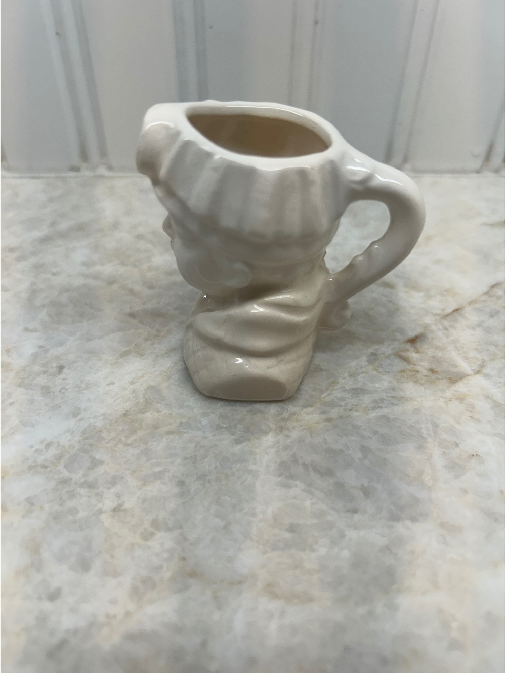 Vintage White Porcelain Miniature Miner Toby Jug • Figural Head Creamer Pitcher - Picture 2 of 4
